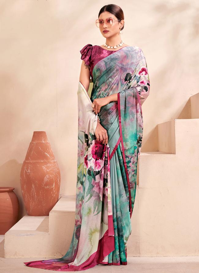 Crepe Soft Silk Multi Colour Casual Wear Printed Saree